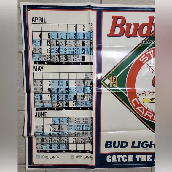 Vintage 1993 St Louis Cardinals Bud Light Budweiser Beer Bar Banner Poster 36x60